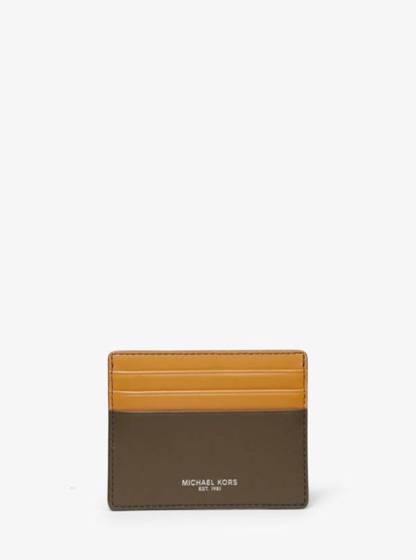 Panske Penazenky Michael Kors Odin Tall Leather Card Case Olivovo Zelená - Doplnky Michael Kors Vypredaj | UBNDE-2103